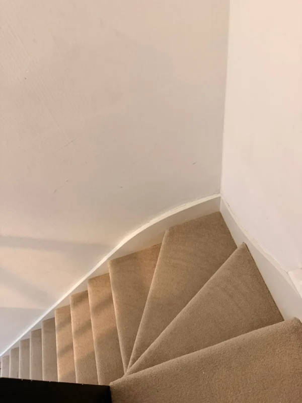 Staircase carpet vacuumed